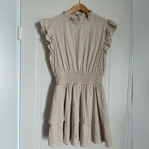 Cleobella Soft Cream Ruffle Eyelet Dress, M